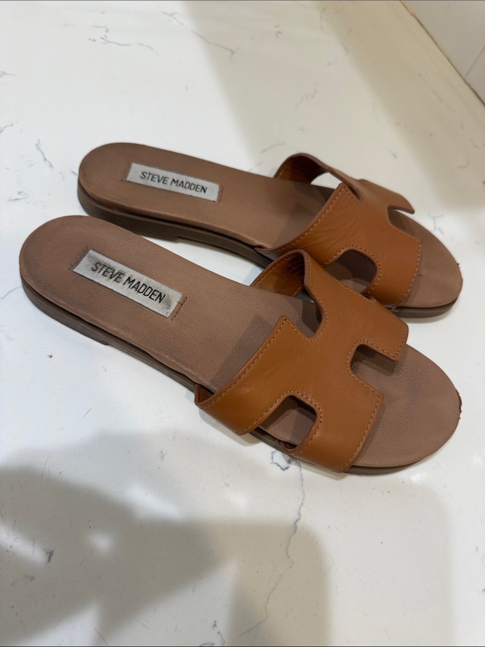 Steve Madden Tan Brown Slide Sandals with Cutout Strap 8.5 - Picture 10 of 10